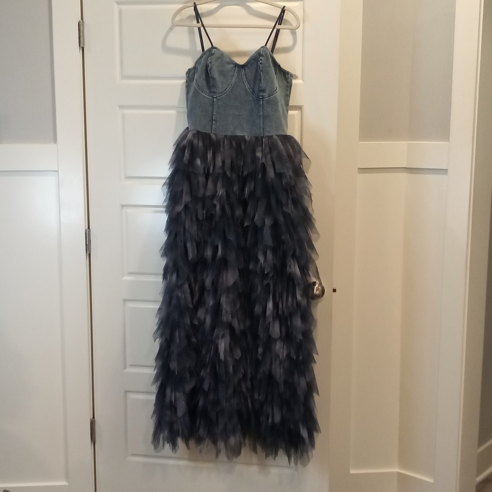 LONG TULLE AND JEAN DRESS